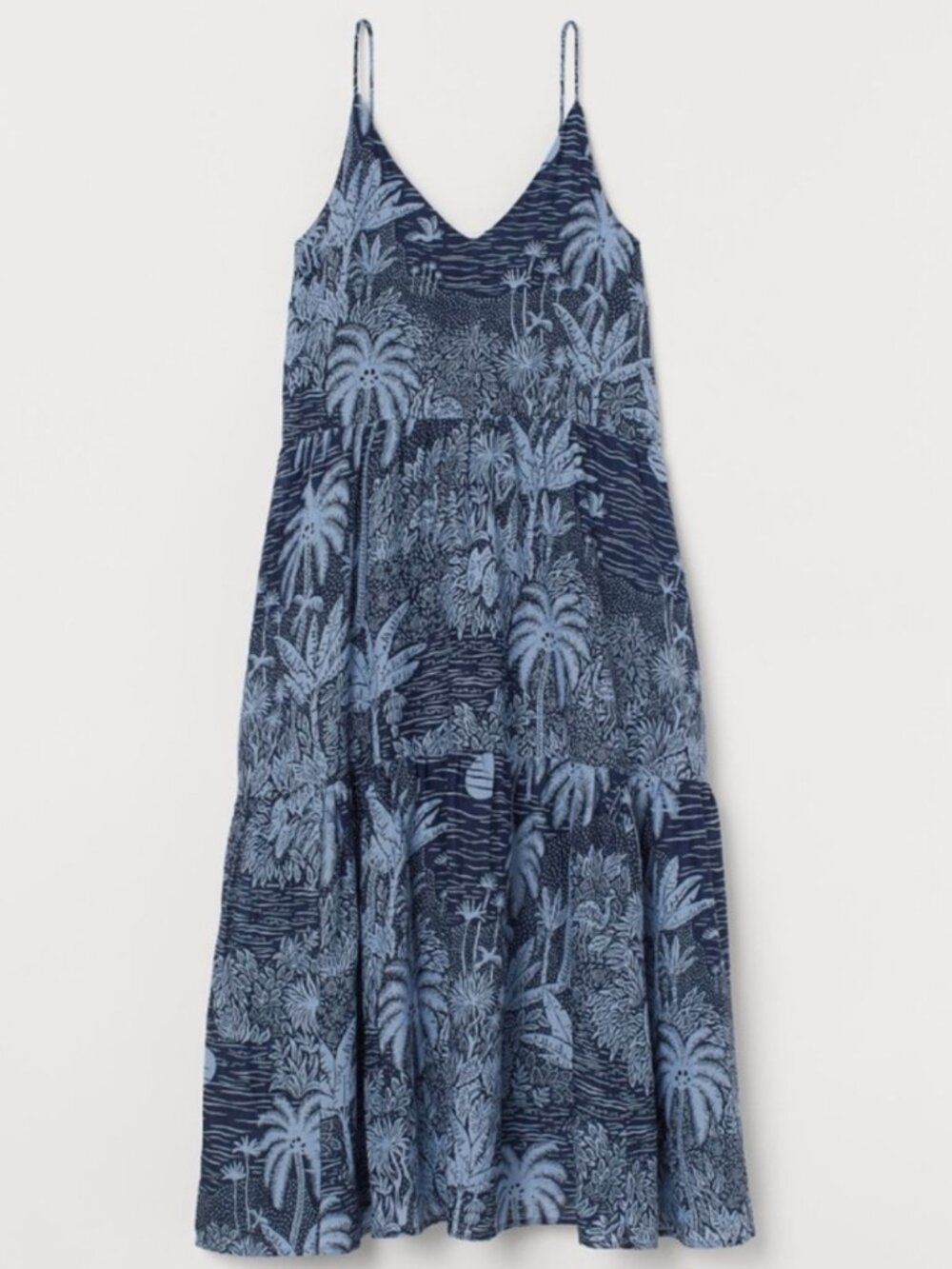 Desmond & Dempsey x H&M Printed Tropical Midi Dress (XXS)